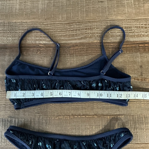 LA Hearts by PACSUN Navy Blue Bikini Set with flower Pattern Top S bottoms XS - Picture 7 of 9